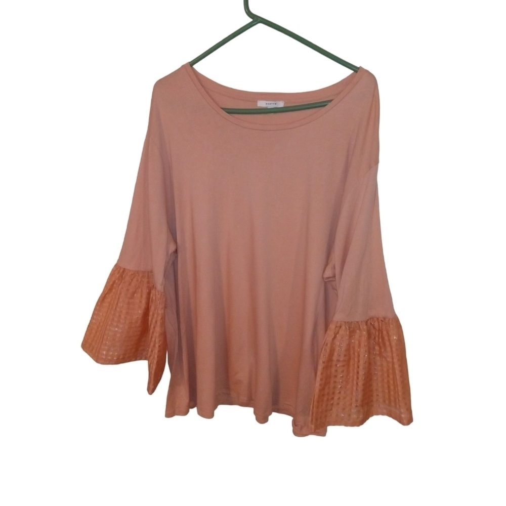 Maette Mauve Pink Bell Sleeve Retro Style BoHo Hippie Vibes Plus Sized Top 2XL